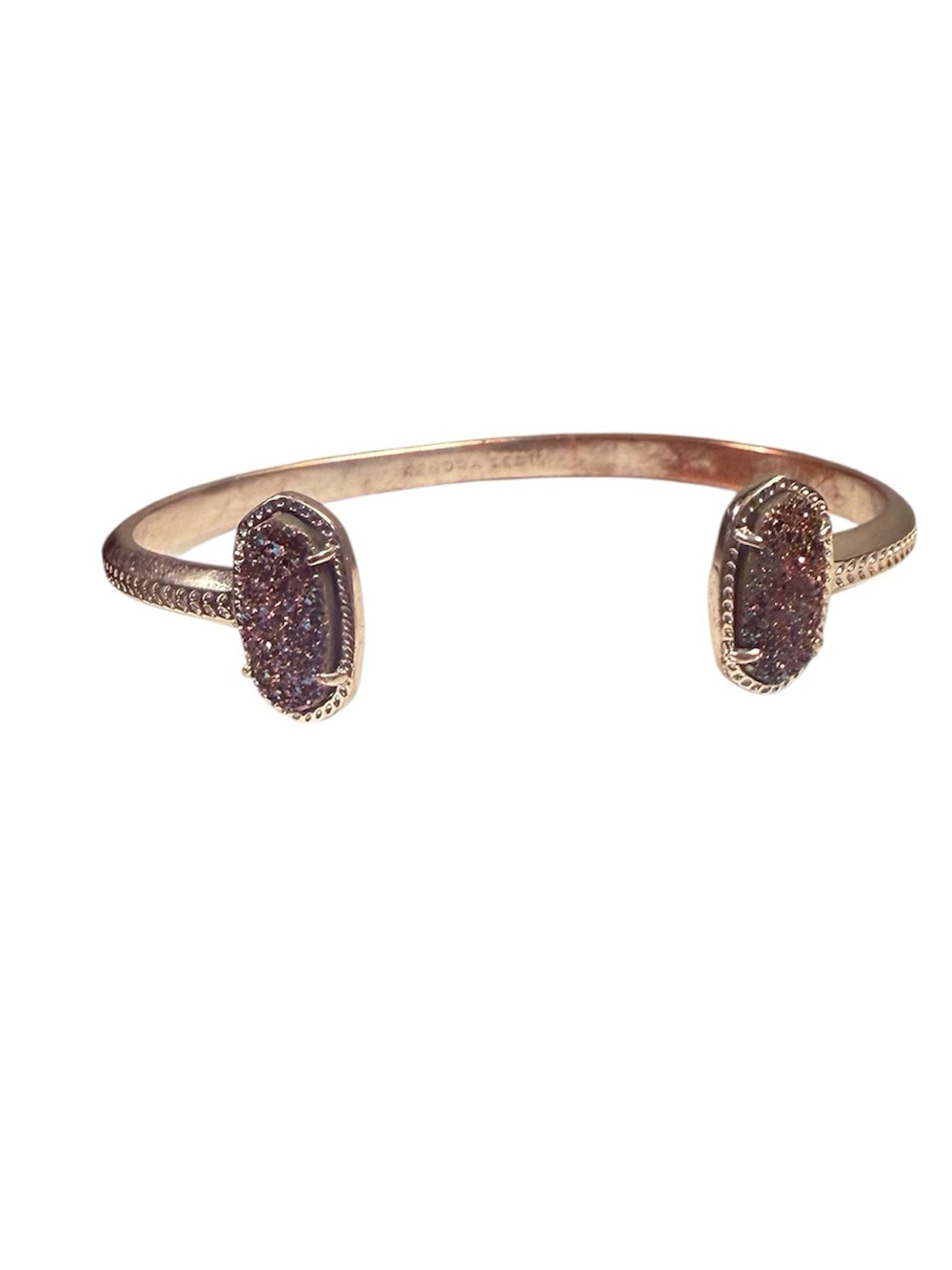 Kendra Scott Elton Rhodium Plated Purple Multi Iridescent Druzy Cuff Bracelet